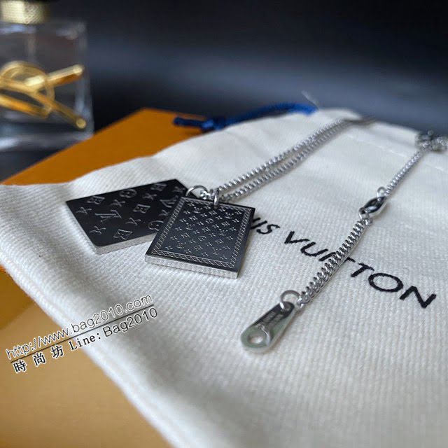Louis Vuitton新款飾品 路易威登雙牌項鏈 LV銀色雙牌粗鏈條項鏈  zglv2120